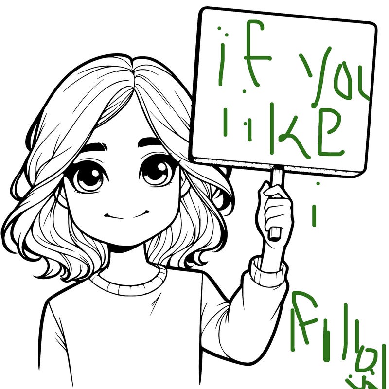 realistic girl holding up a sign