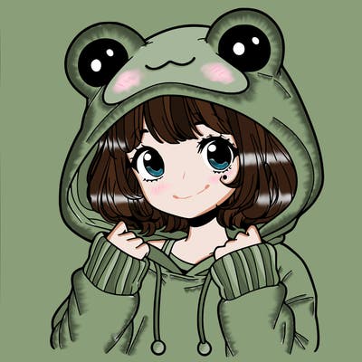a cute teenage girl wearing a frog hoodie