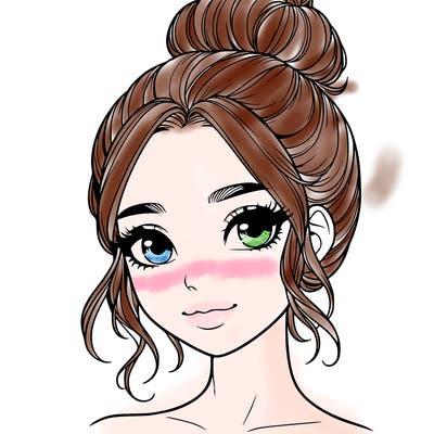 realistic pretty girl with hair in bun