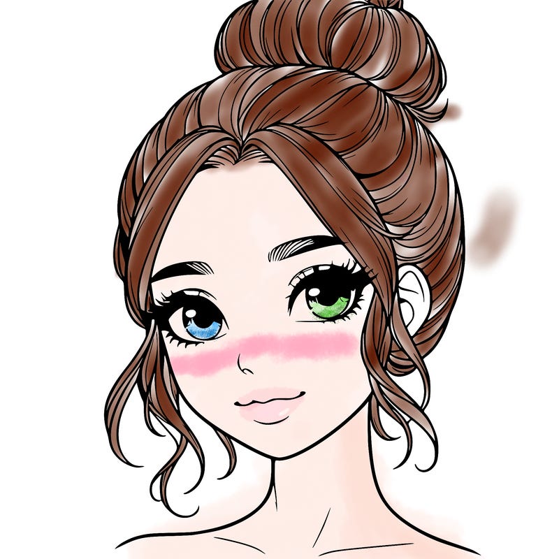 realistic pretty girl with hair in bun