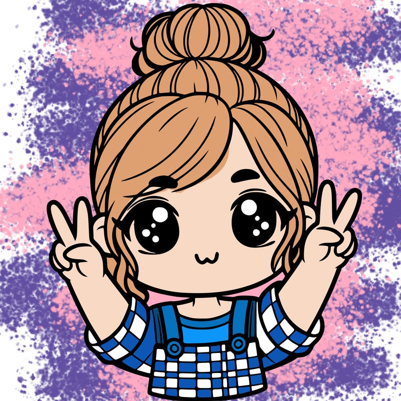 girl with bun doing peace sigh both hands