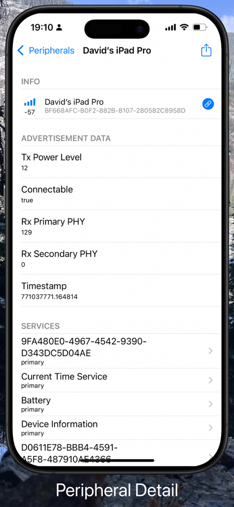 BluKit Workbench - Detailed Bluetooth peripheral information and advertisement data in BluKit Workbench