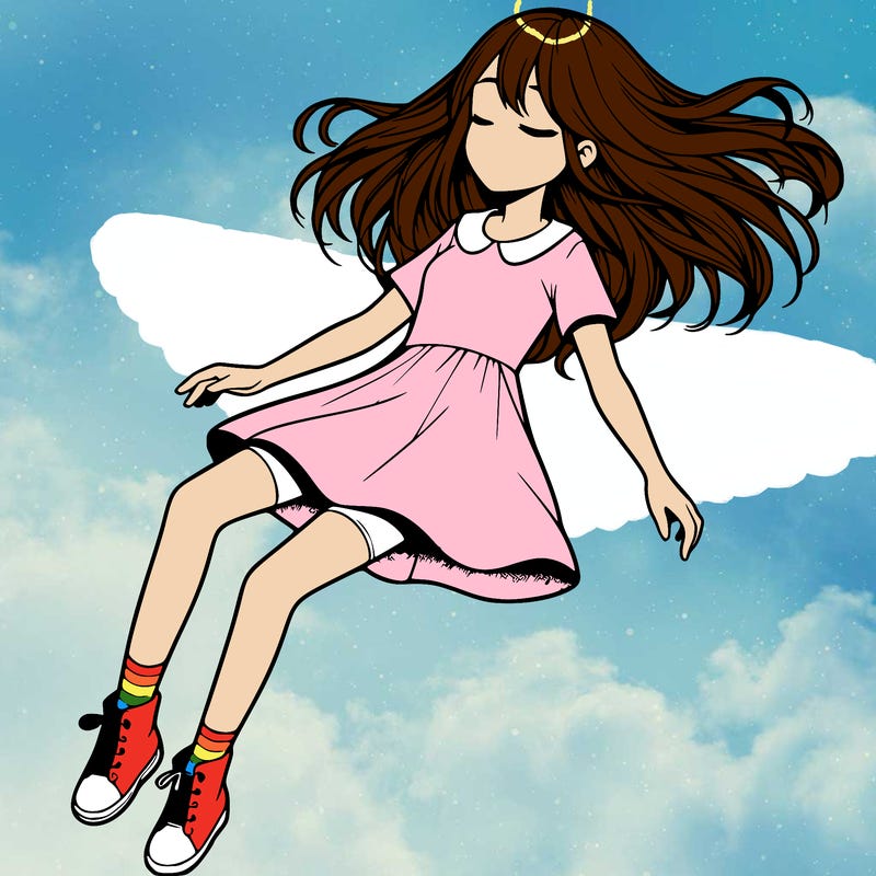 realistic girl floating