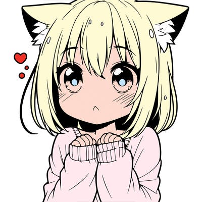 shy anime catgirl
