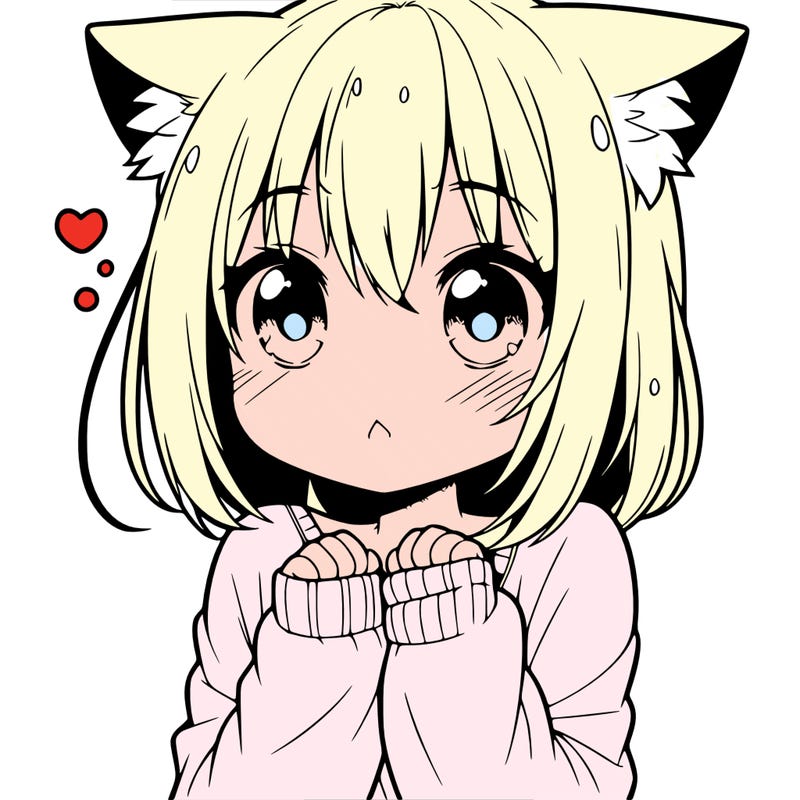 shy anime catgirl