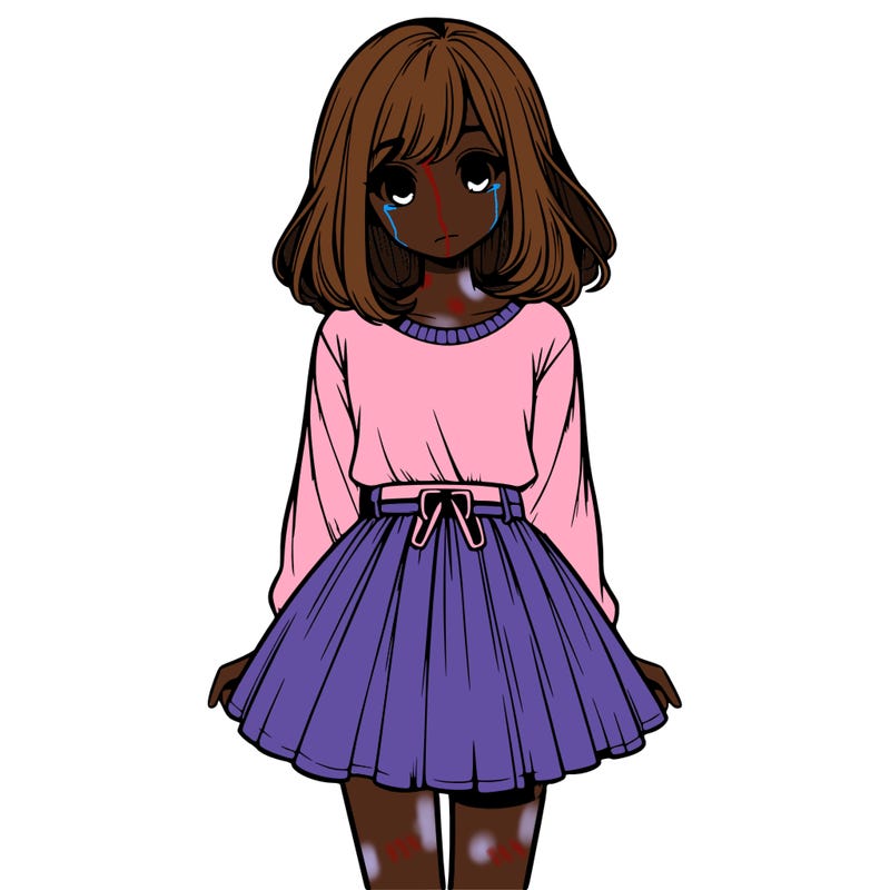 realistic girl with a skirt on