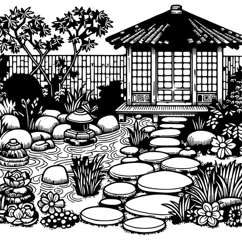 a very detailed zen garden
