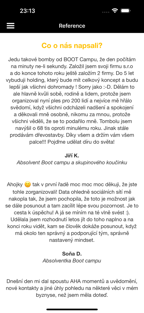 Double academy - Screenshot of user success stories and testimonials within the Double Academy mindset and financial growth app