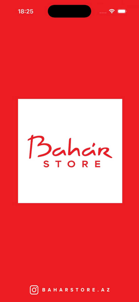 Bahar Store - The Bahar Store app splash screen featuring a red logo on a white square background with the brand's Instagram handle at the bottom.
