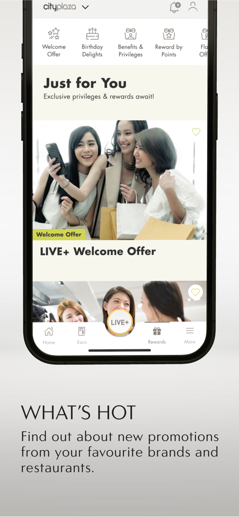 TAIKOO+ - TAIKOO plus app screen showing exclusive shopping rewards and promotions