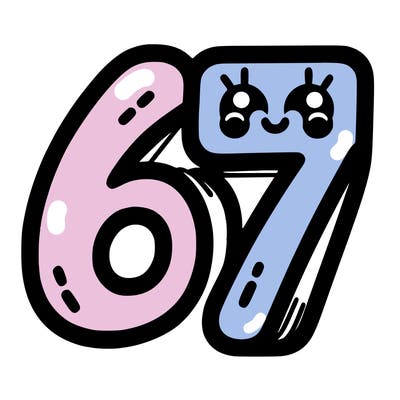 the numbers 67