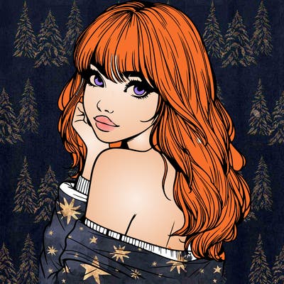 realistic girl with bangs looking over her shoulder