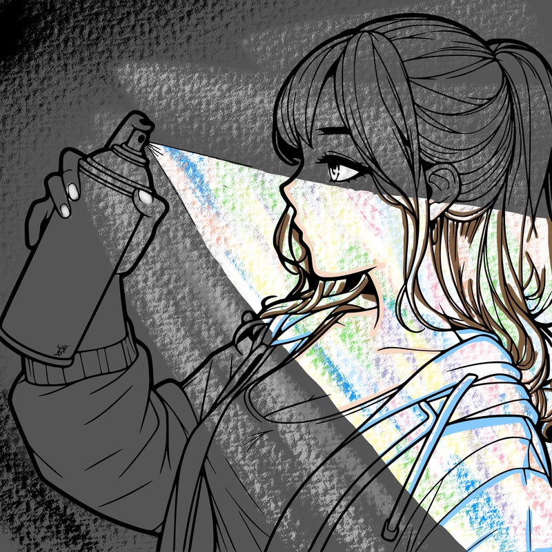 a realistic girl spray, painting