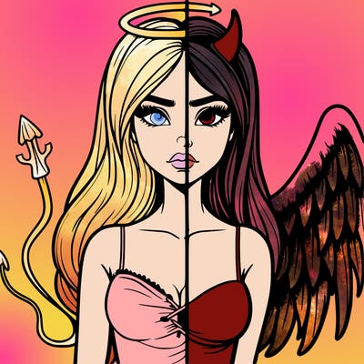 devil vs angel realistic girl