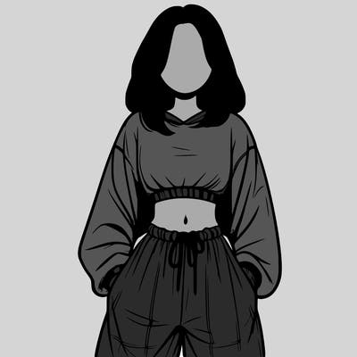 realistic girl faceless with baggy pants and a crop top