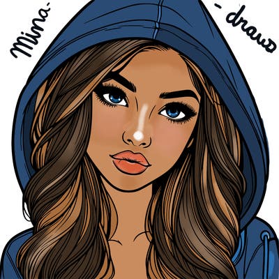 realistic beautiful girl with a hood on