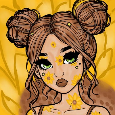 realistic girl with space buns
