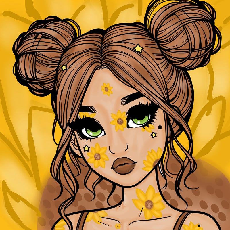 realistic girl with space buns