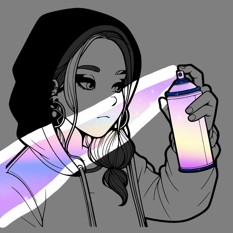 a realistic girl, spray painting