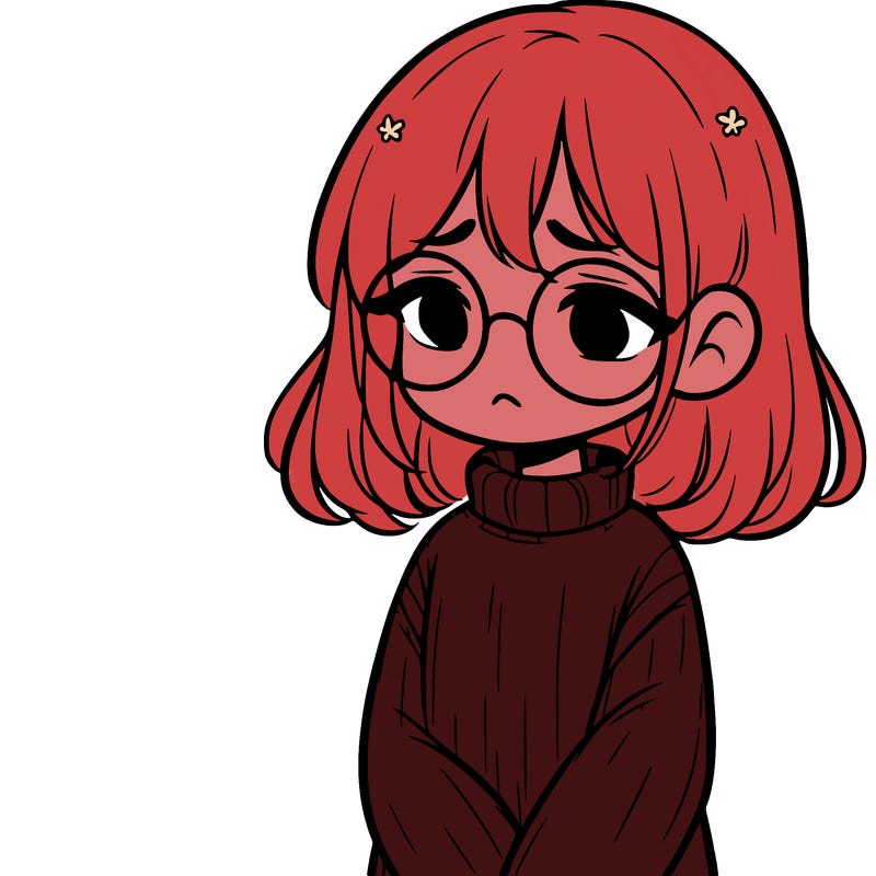 sad girl with glasses in a sweater