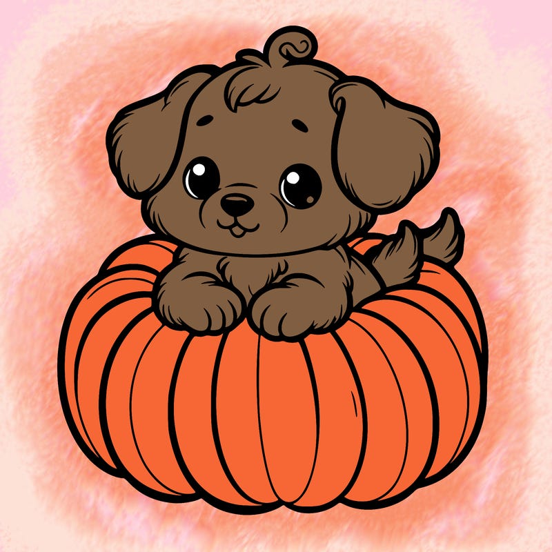 cute little puppy in a pumpkin