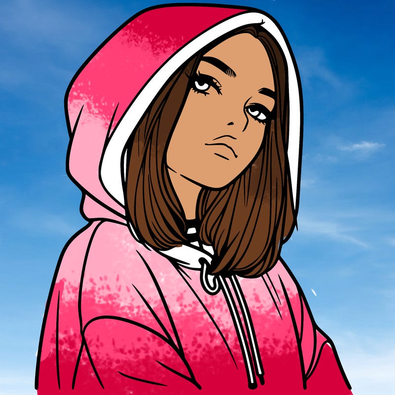 a realistic girl in a hoodie