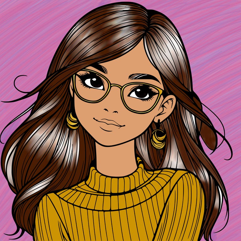 realistic girl with glasses