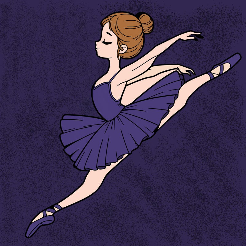 ballerina on point doing a leap with an arched back