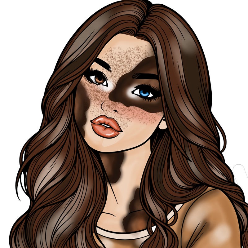 realistic girl with hair on her hair and lips