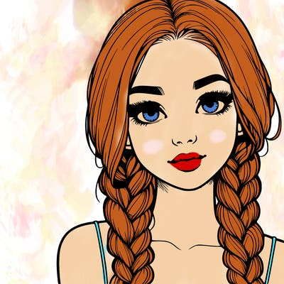 realistic girl with braids