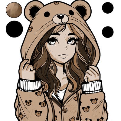 realistic girl in a animal pjs hoodie