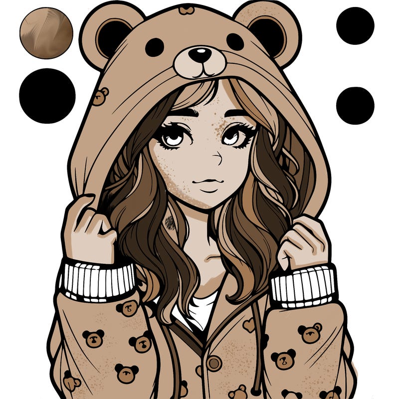 realistic girl in a animal pjs hoodie