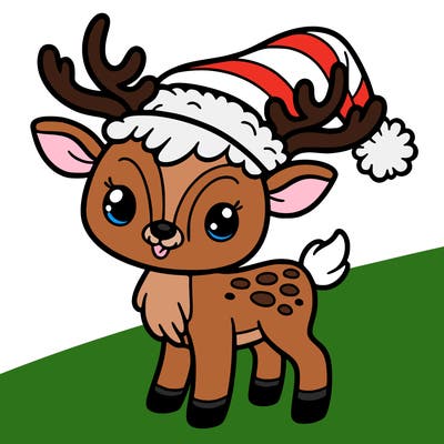 christmas reindeer with santa hat