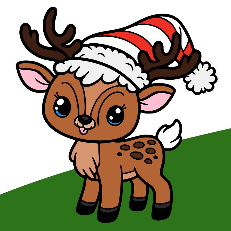 christmas reindeer with santa hat