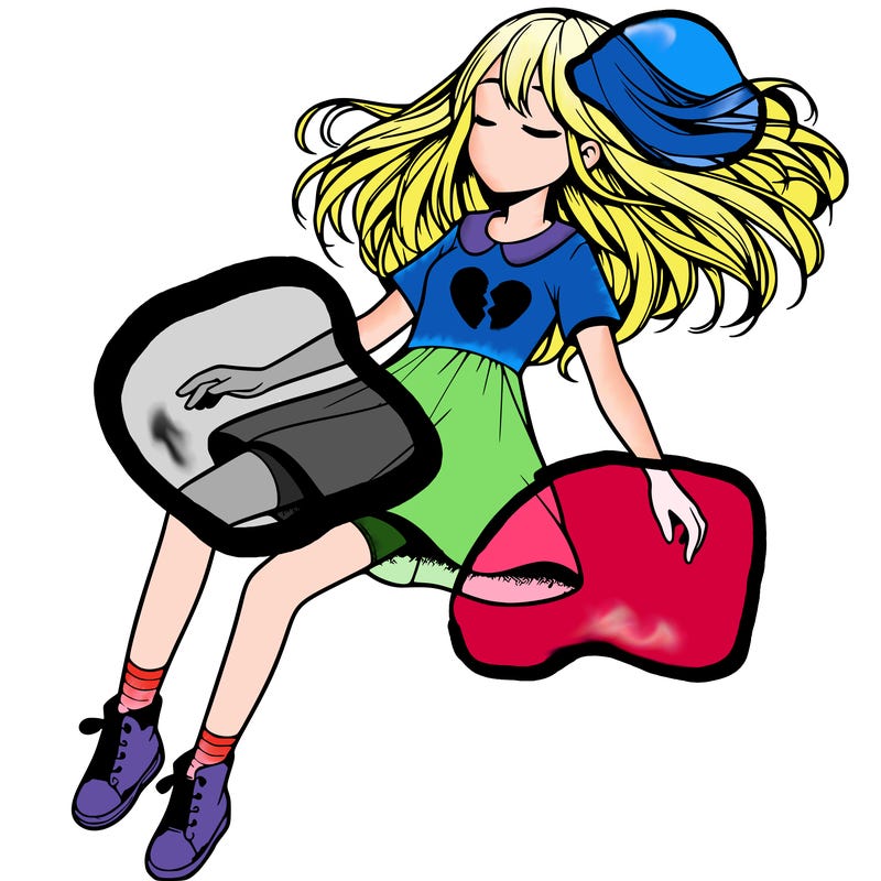 realistic girl floating