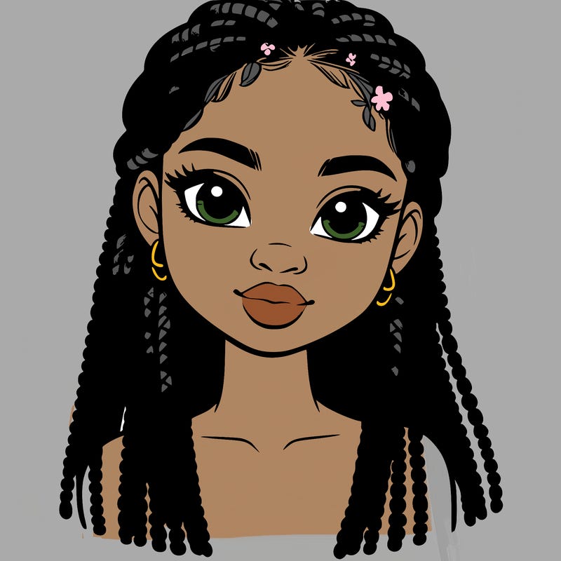 a realistic black girl with braids