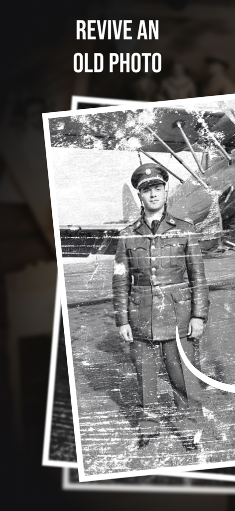 Una foto antigua, dañada y en blanco y negro de un soldado siendo restaurada por IA.