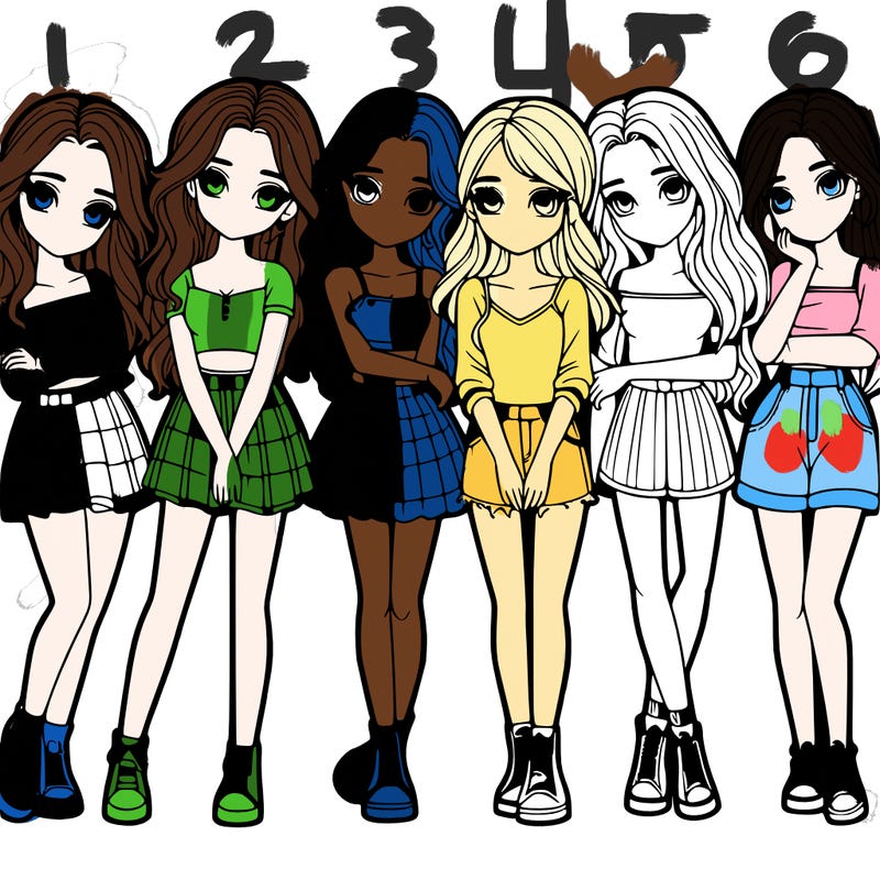 a group of girls realistic