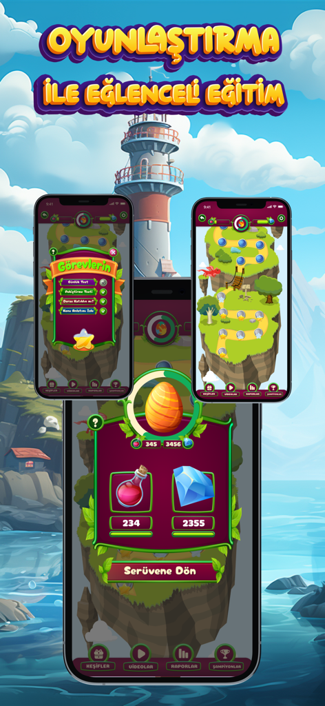 A gamified interface for the Bilsem Zeka educational app showing learning paths and rewards for children.