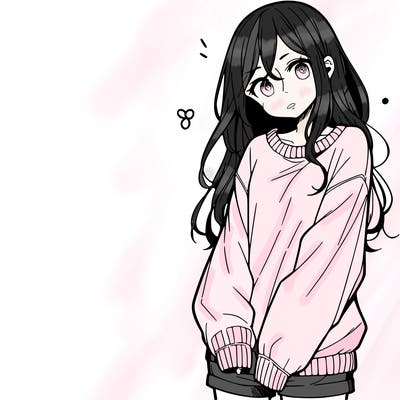 manga teen girl  in a sweater and baggy pants