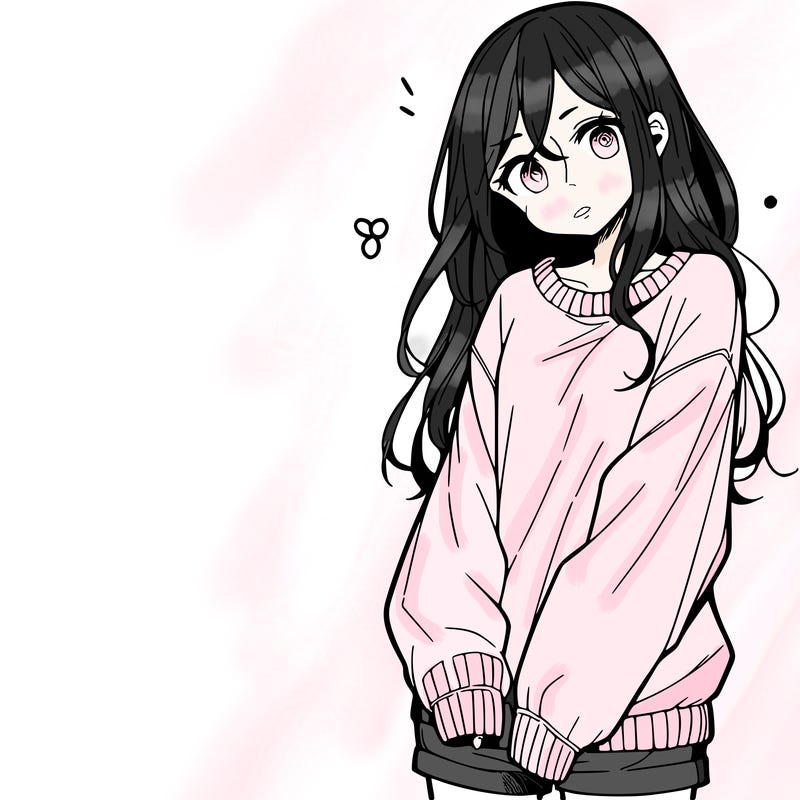 manga teen girl  in a sweater and baggy pants