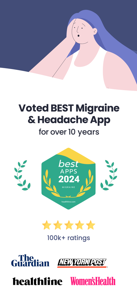 Migraine Buddy: Track Headache - La aplicación Migraine Buddy, votada como la mejor aplicación para migrañas y dolores de cabeza, con premios Healthline y calificaciones de cinco estrellas