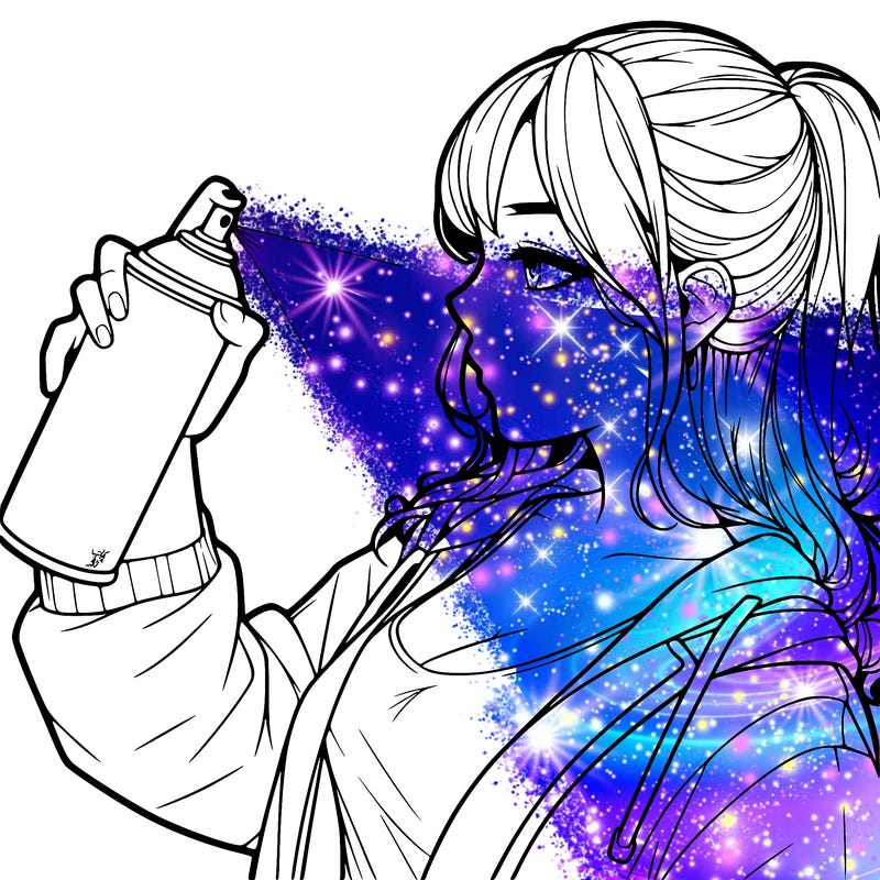 a realistic girl spray, painting