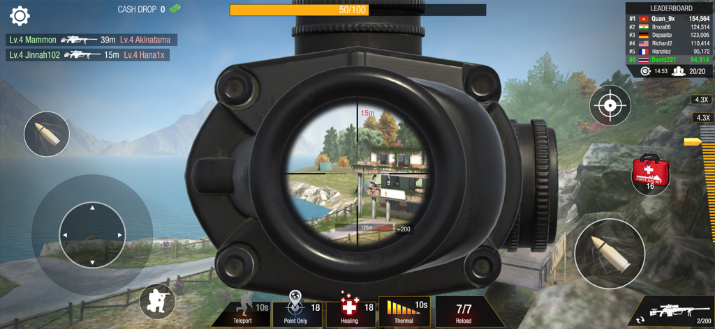 First person sniper scope view in Bullet Strike PvP mobile game