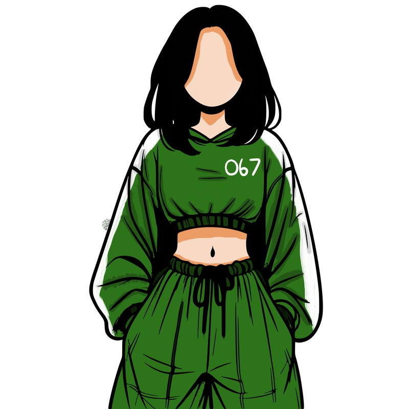 realistic girl faceless with baggy pants and a crop top