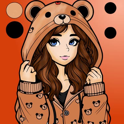 realistic girl in a animal pjs hoodie