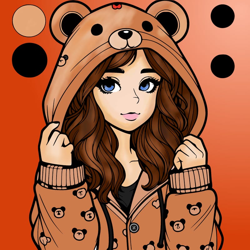 realistic girl in a animal pjs hoodie