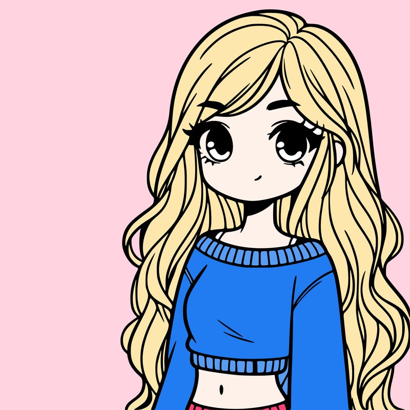 girl with long hair and a crop top with a sweater