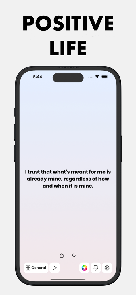 Manifest Affirmations : I Feel - Una cita de manifestación positiva mostrada en una interfaz de aplicación móvil limpia