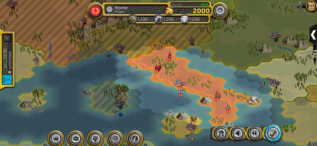 Demise of Nations - Demise of Nations gameplay showing the Roman empire on a historical strategic map